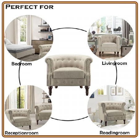 Royal Style - QH23 : Ghế Sofa Đơn + 1 Chổ Ngồi - Màu Kem 